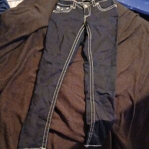 True Religion Navy Jeans with White Stitching